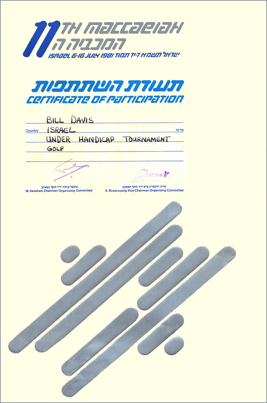 Golf Certificate - Israel